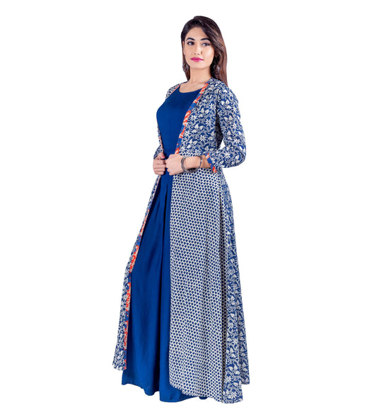 Jacket Style Princess Cut Indigo Indo Western Dress