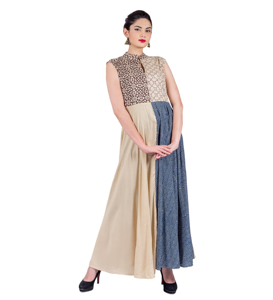 Mandarin Flared Floor Length Indo Western Dress