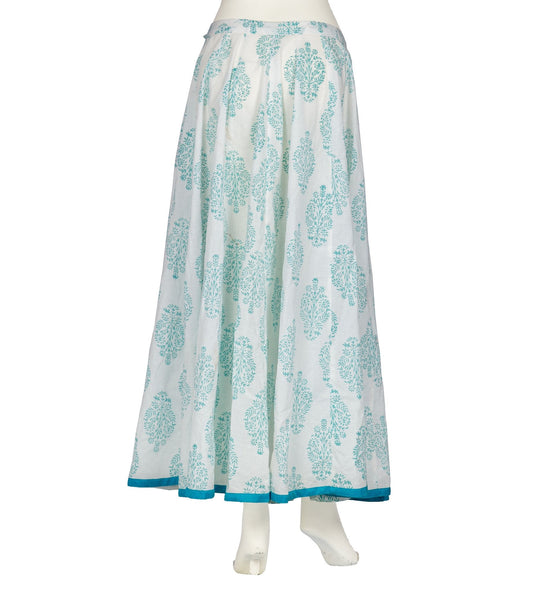 Flared Block Printed Floor Length Skirt