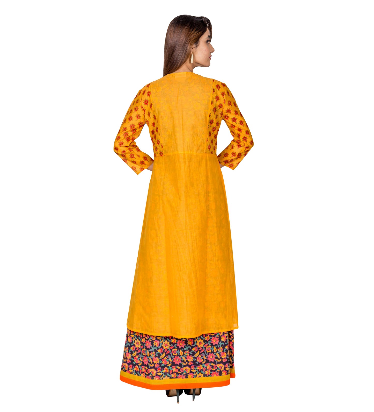 Mustard Yellow Indo Western Dress