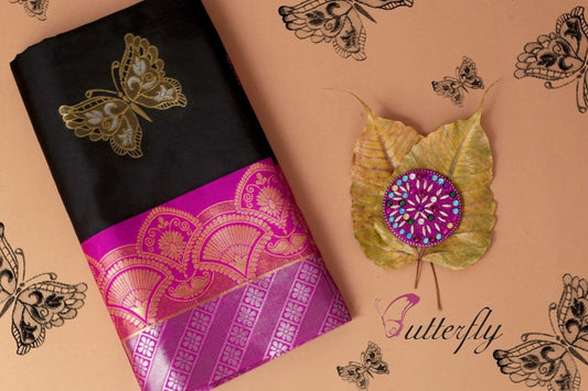 Butterfly Black Exclusive Jacquard Saree