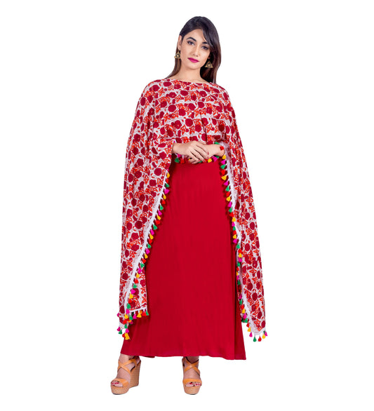 Cape Style Indo Western Dress with Multiple Color Tassels