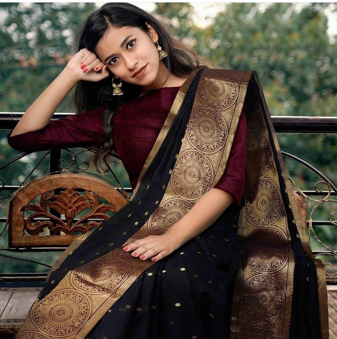 Beautiful Black Rich Pallu & Jacquard Work On All Over Bridal Saree