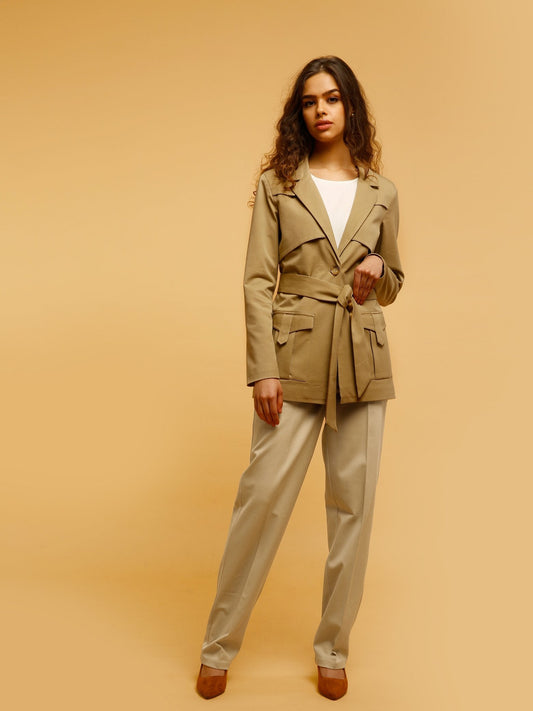 Classic Straight Fit Pants - Beige