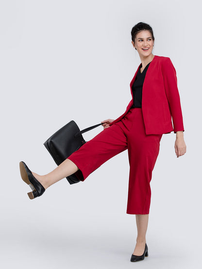 Cotton Knitted Culottes - Maroon