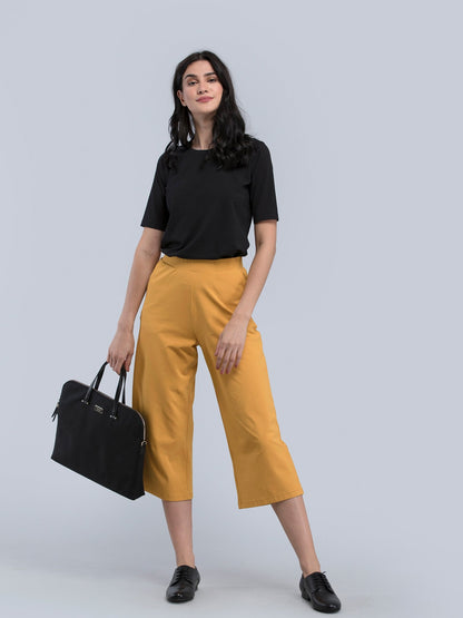 Cotton Knitted Culottes - Mustard