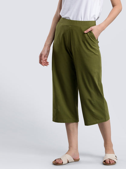Cotton Knitted Culottes - Olive