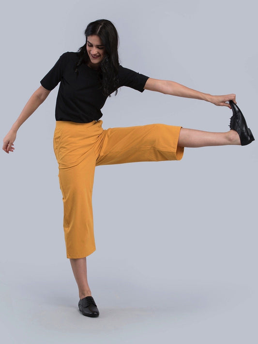 Cotton Knitted Culottes - Mustard