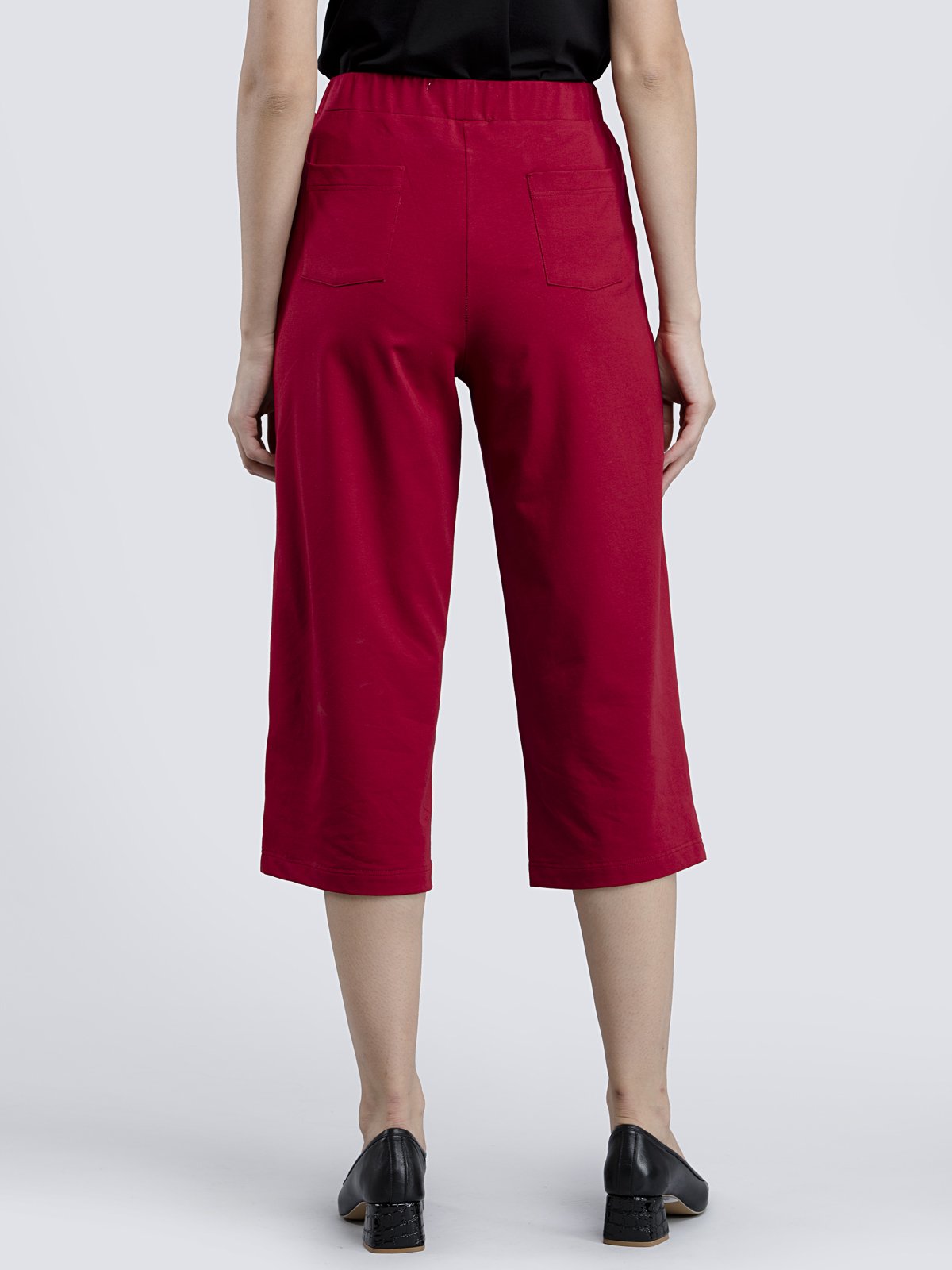 Cotton Knitted Culottes - Maroon