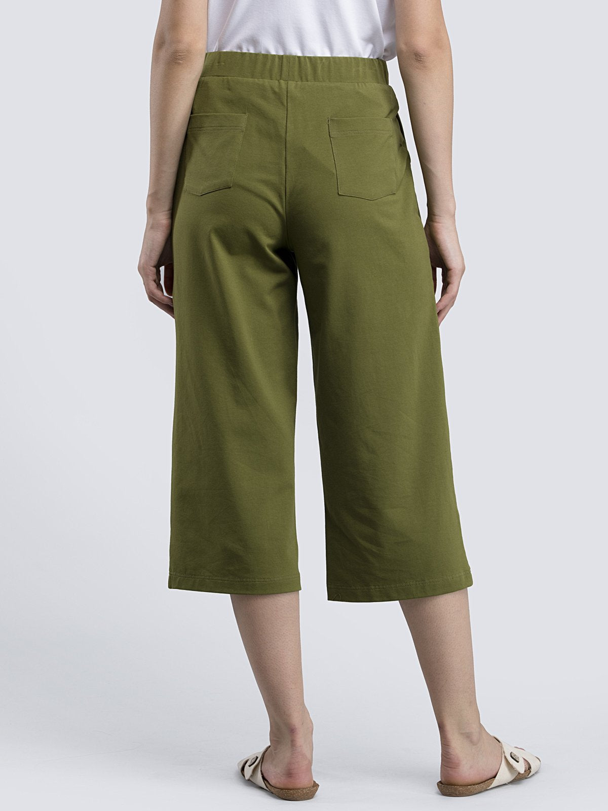 Cotton Knitted Culottes - Olive