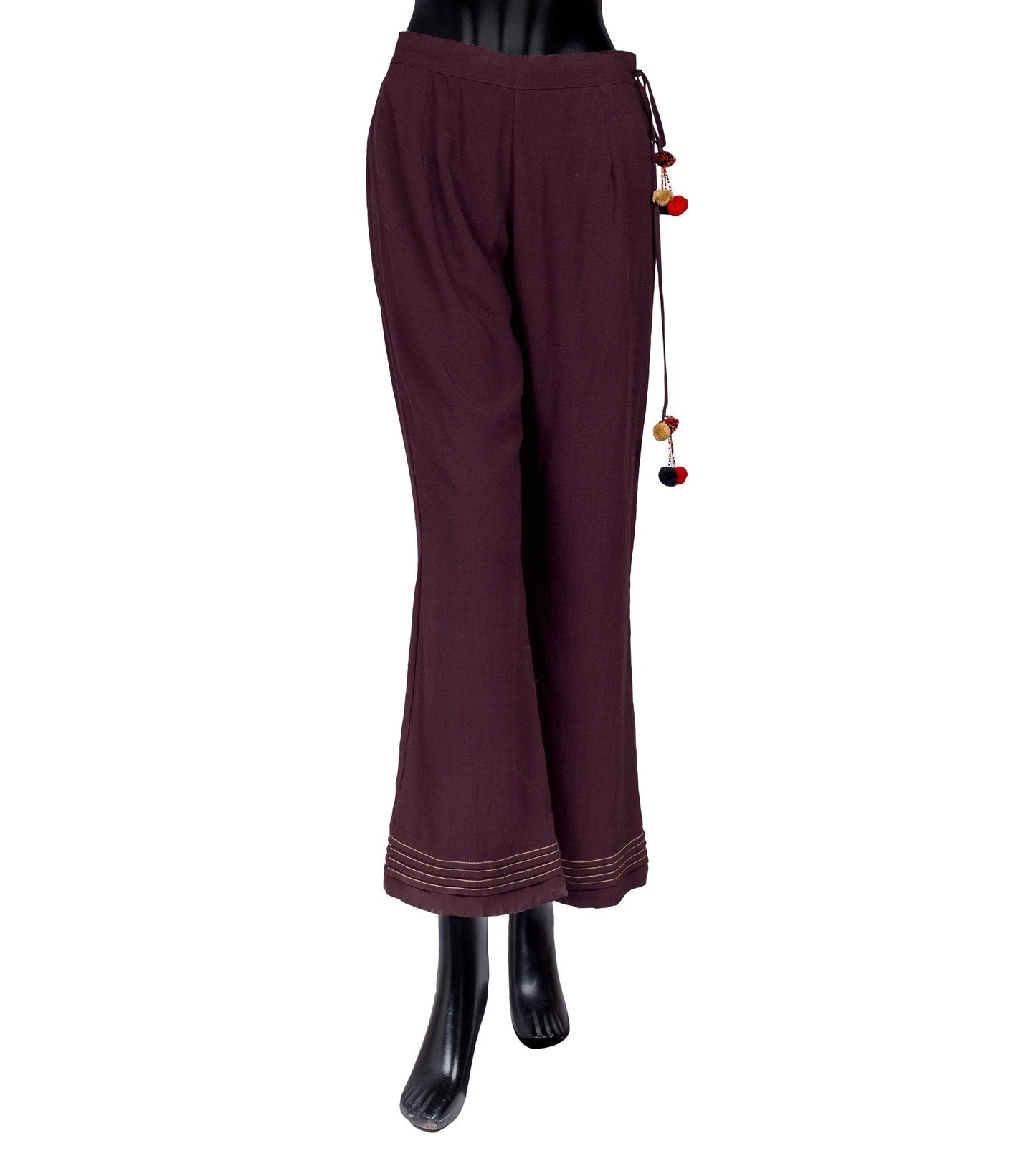 Cotton Flared Palazzo With Pleats At The Sweep