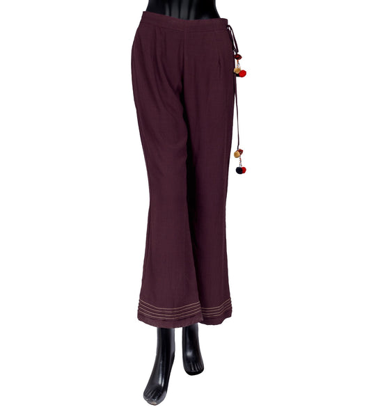 Cotton Flared Palazzo With Pleats At The Sweep