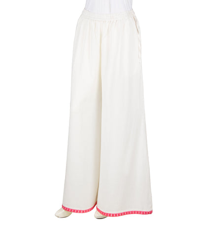 Off-White Embroidered Palazzo