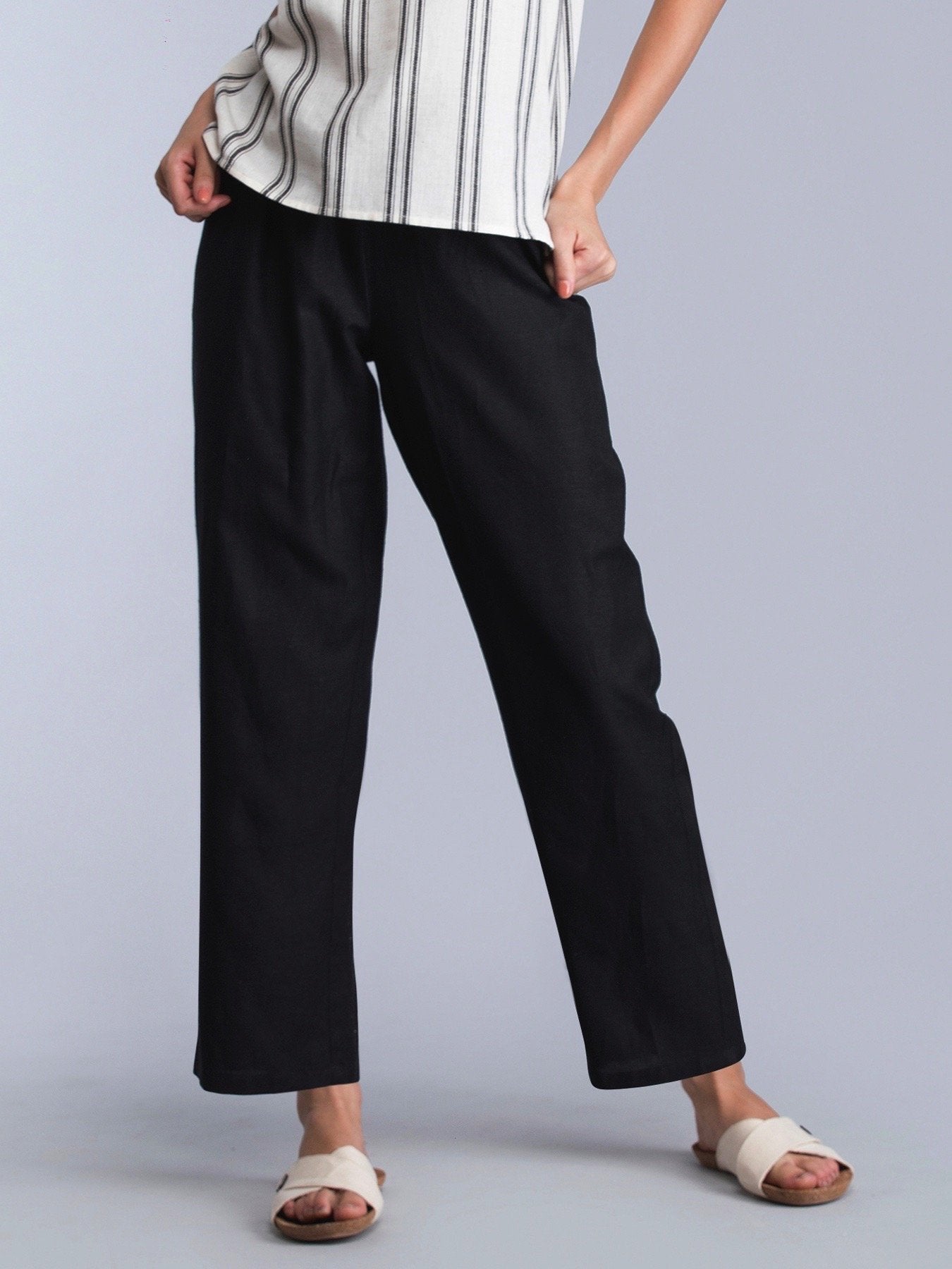 Cotton Slip On Culottes - Black