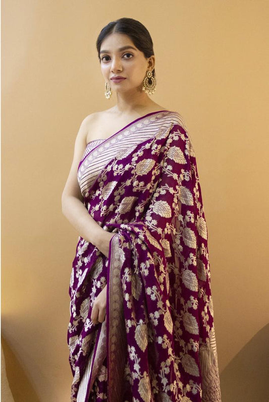 Valiba Wine Beautiful Rich Pallu And Jacquard Saree