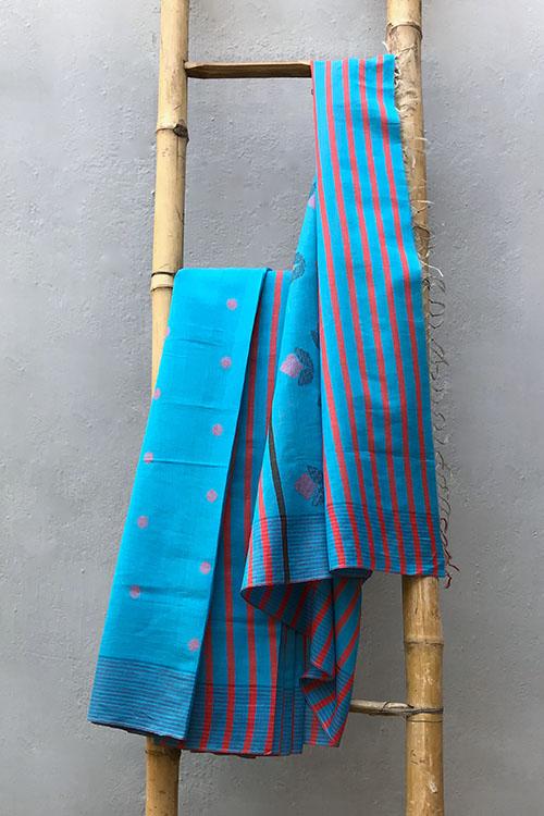 Diya' Handwoven Extra Weft Cotton-Silk Saree-43