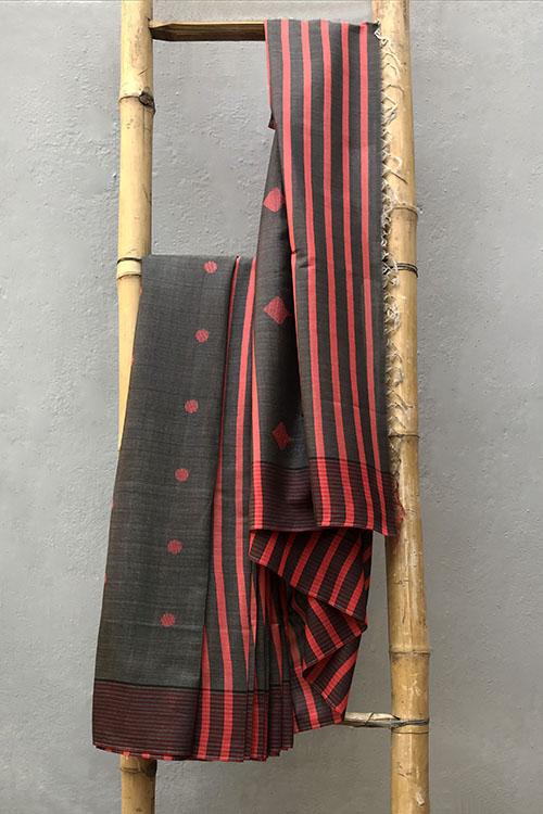 Diya' Handwoven Extra Weft Cotton-Silk Saree-42