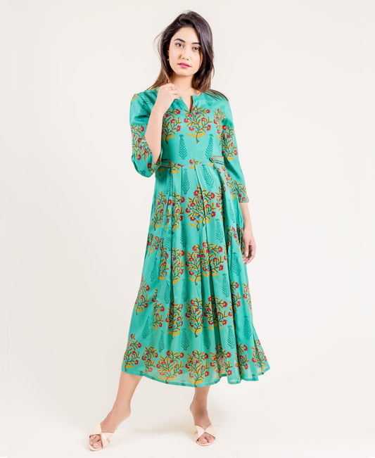 Embroidered Multi Colored Rayon Indo Western Dress