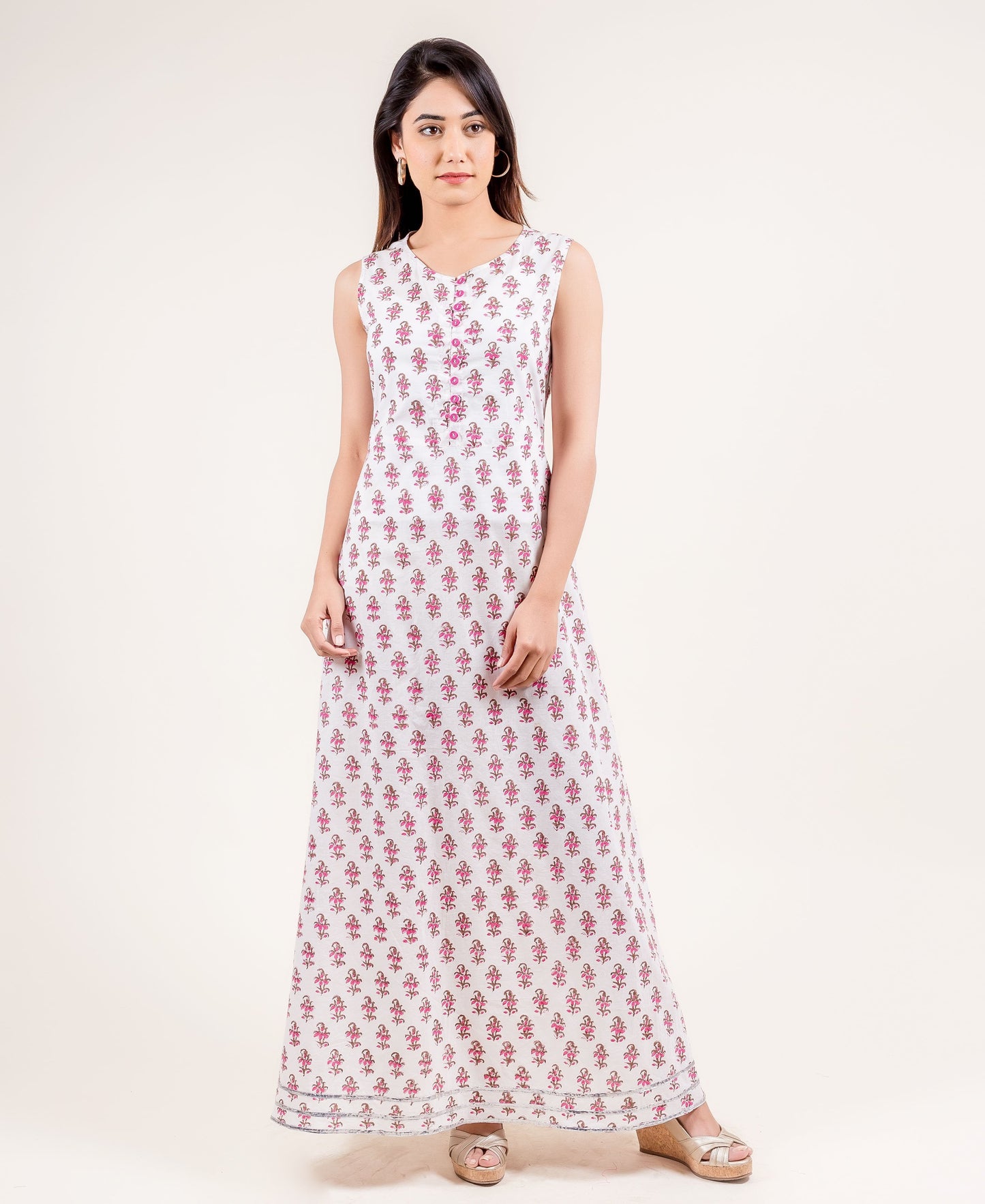 Swirly Sassy Cotton Tiered Long Dress