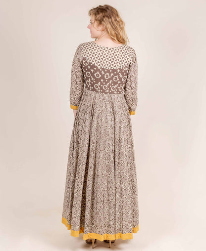 Boat Neck Princess Cut Floor Length Flare Indo Western Dress