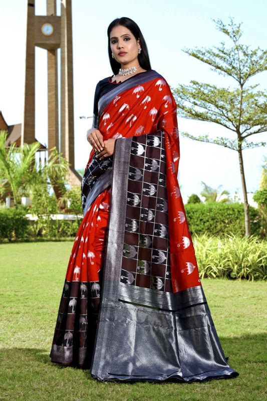 Rich Pallu & Jacquard Umbrella With Squer Work On All Over The Saree