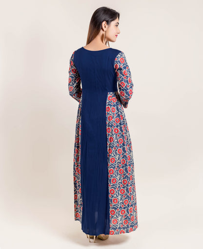 Hand Block Print Embroidered Indo Western Dress
