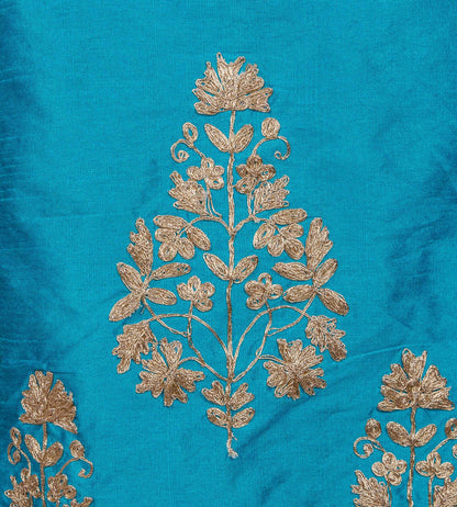 Pencil Cut Dupion Embroidered Kurta With Skirt