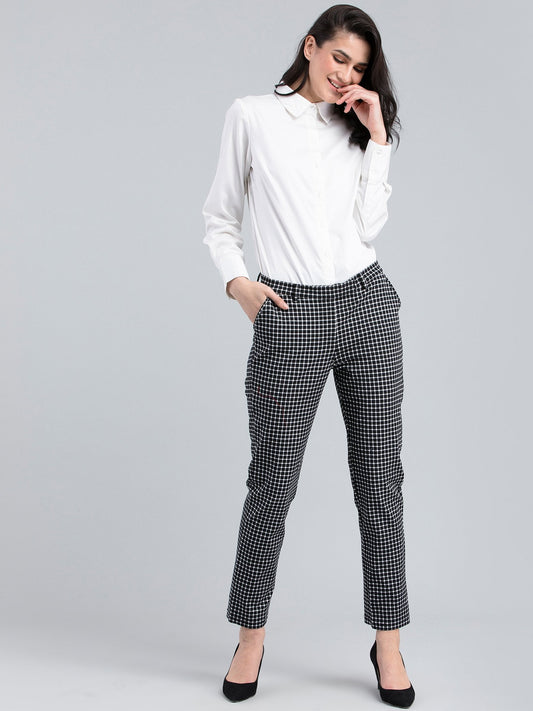 Essential Comfort Check Pants - Black and White