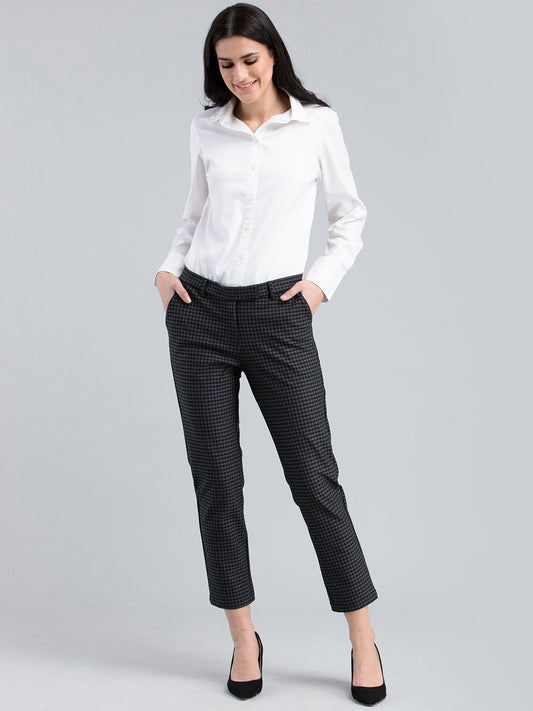 Essential Stretch Houndstooth Pants - Black and Grey