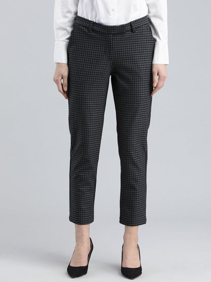 Essential Stretch Houndstooth Pants - Black and Grey