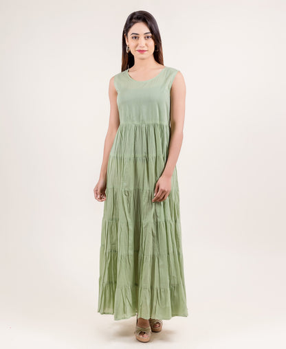 Ritzy Jacketed Tiered Long Block Printed Dress