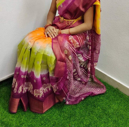 Valiba Beautiful Latest Cotton Printed  Sarees