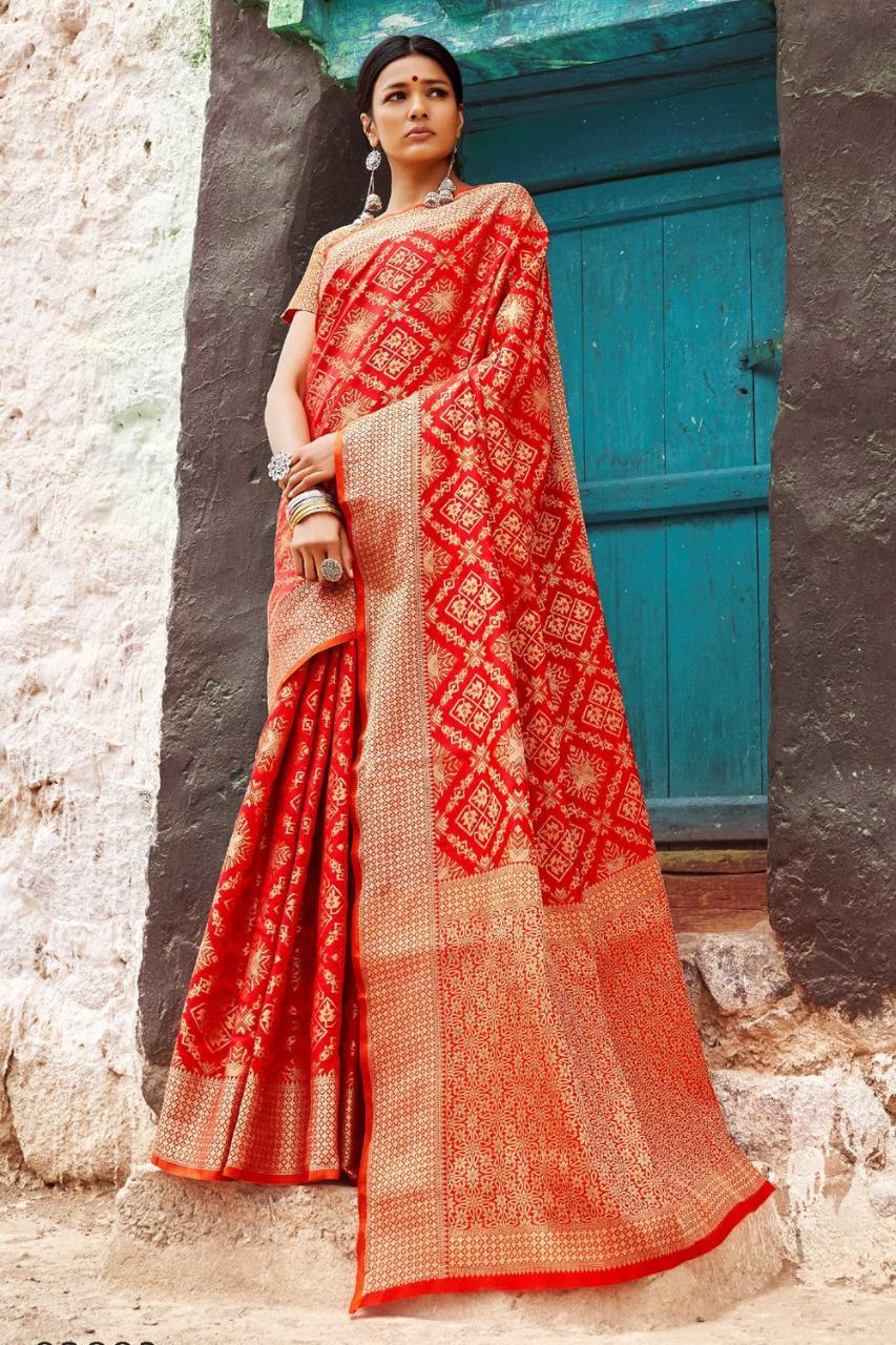 Valiba Red Beautiful Rich Pallu And Jacquard Saree