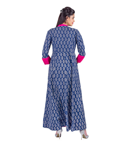 Closed Mandarin Neck With Tasselled Front Floor Length Dress