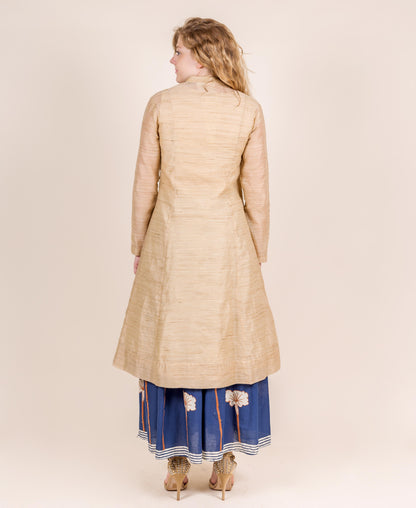 Kimono Style A- Cut Full Sleeves Kurta With Embroidered Floor Length Skirt