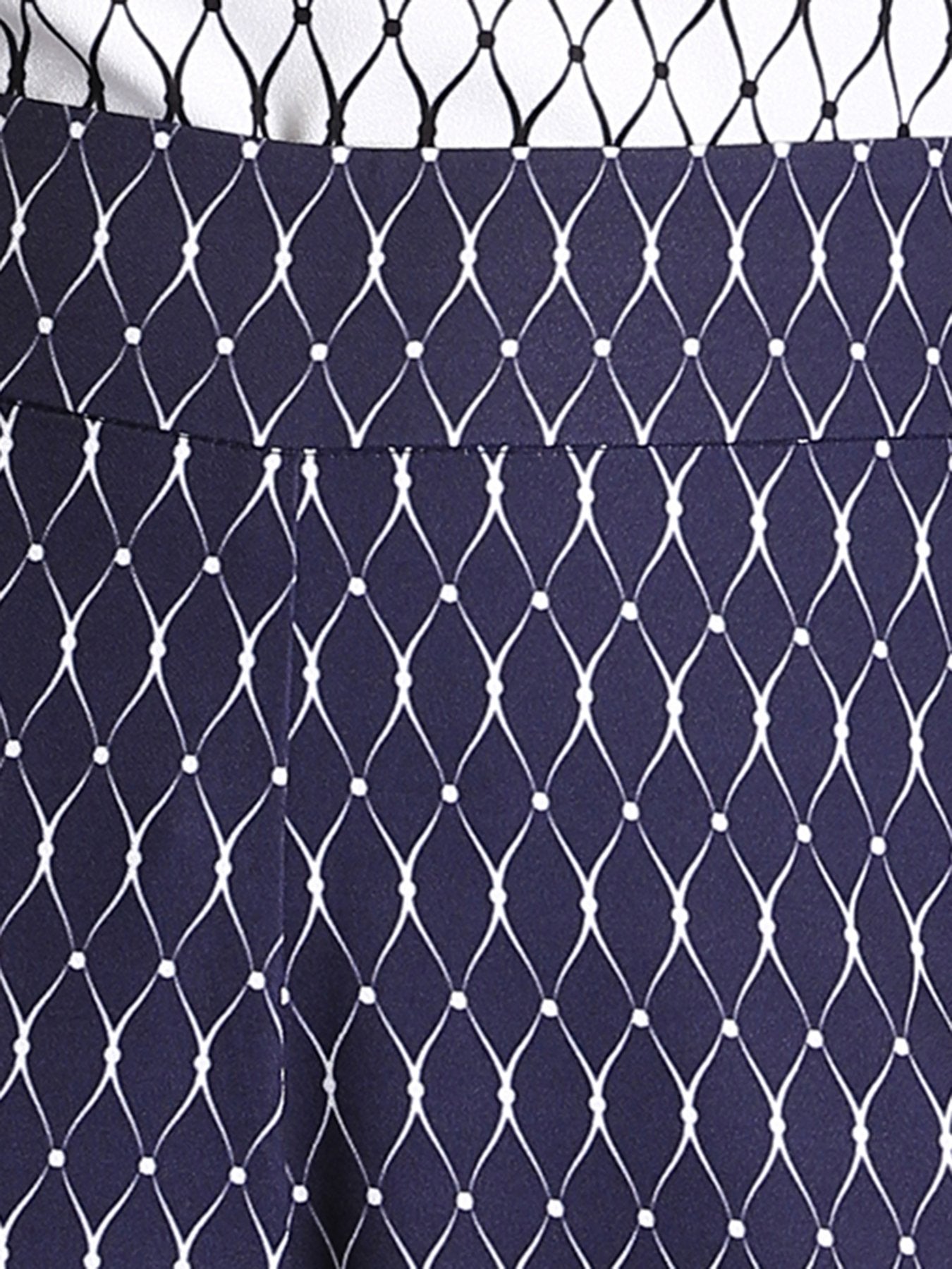 Geometric Print Wide Leg Pants - Black and White
