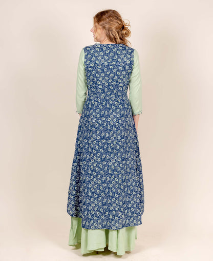 Scoop Neck Tulip Style Floor Length Indo Western Dress