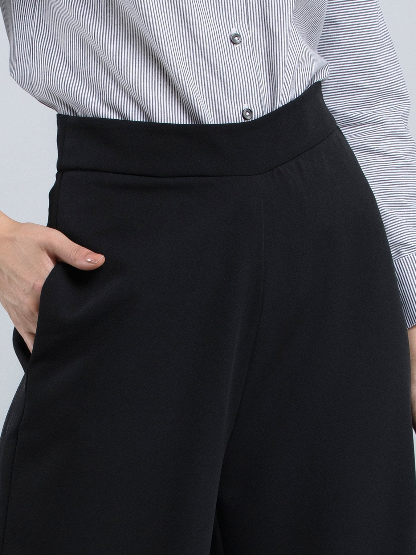 High Waist Wide Leg  Trousers - Black