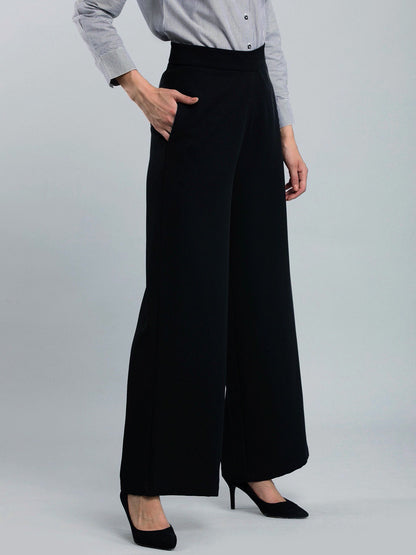 High Waist Wide Leg  Trousers - Black