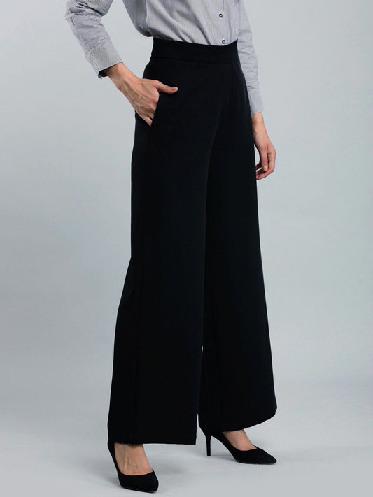 High Waist Wide Leg  Trousers - Black