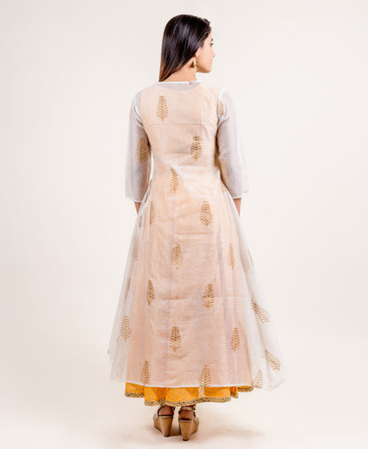 Sensationally Luxe Chanderi Skirt and Top with White Jacket