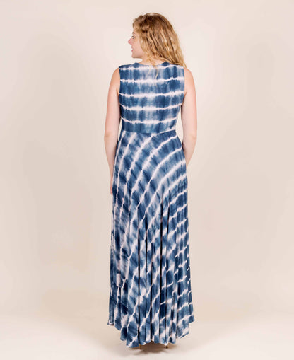 Indigo Tie and Dye Empire Cut Maxi Indo Western Dress