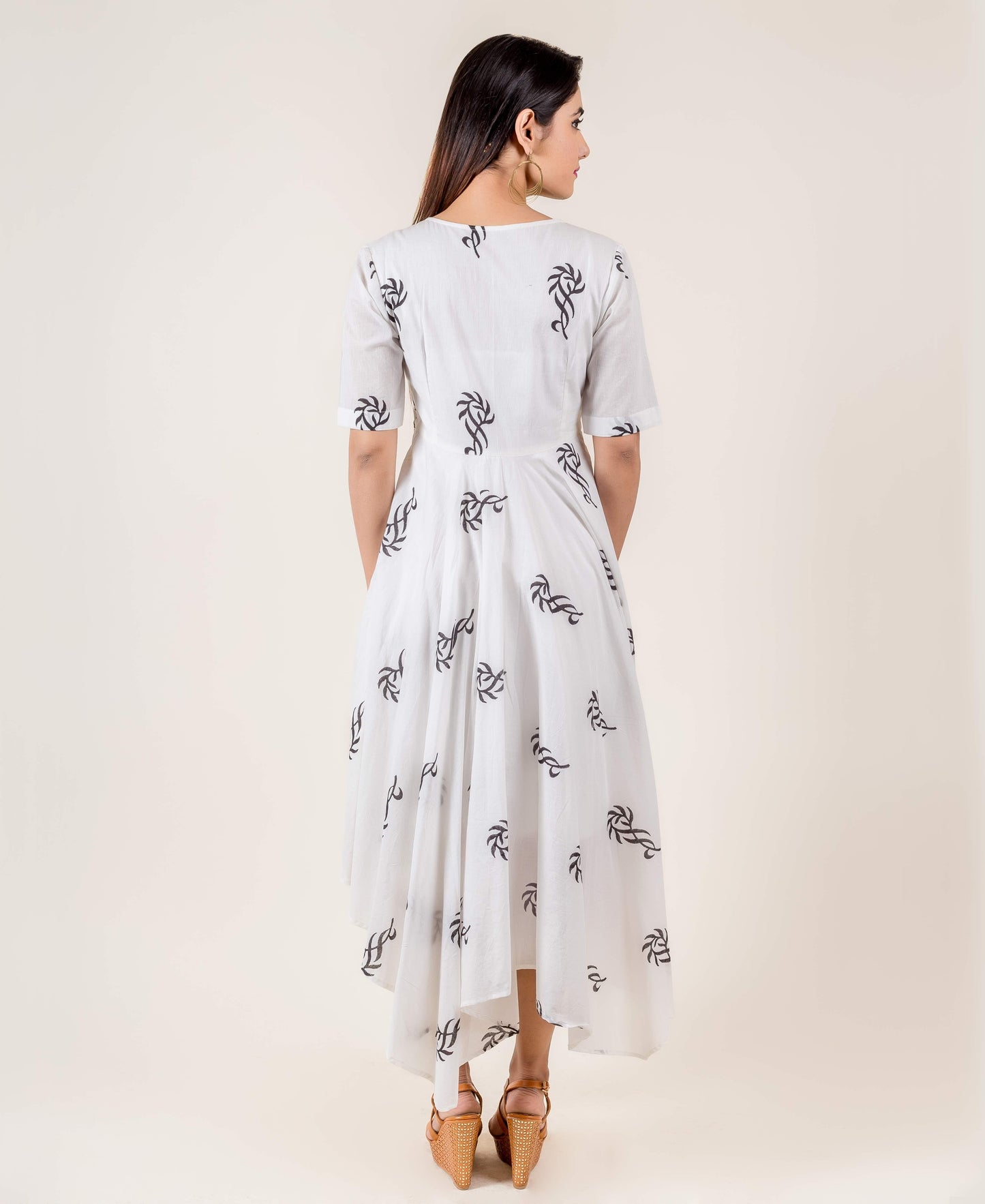 Black And White Asymmetrical Indo Western Dress