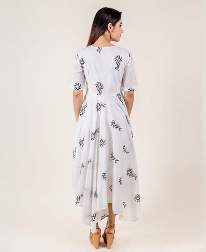 Black And White Asymmetrical Indo Western Dress