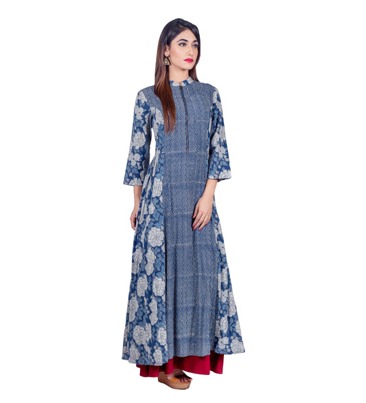Kimono Style Tulip Cut Shirt Waist Zipper Gown Dress