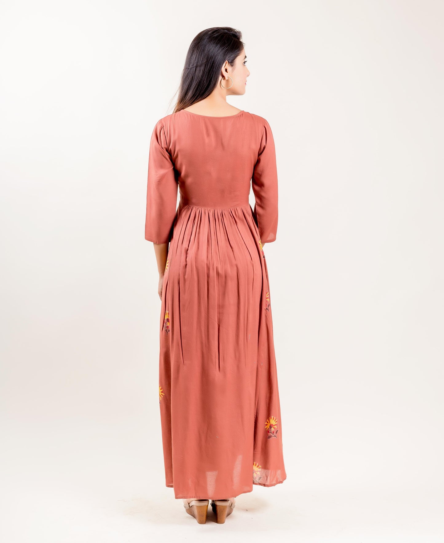 Modal Tasseled Hand Block Printed Indo Western Dress