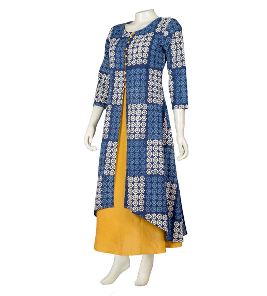 C- Cut Center Slit Indigo Indo Western Dress