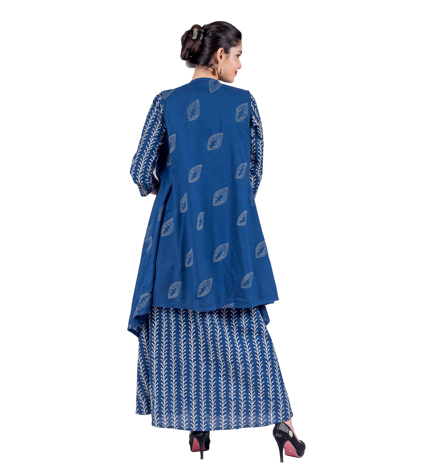 Boat Neck Flared A-Cut Gown With Waterfall Shrug