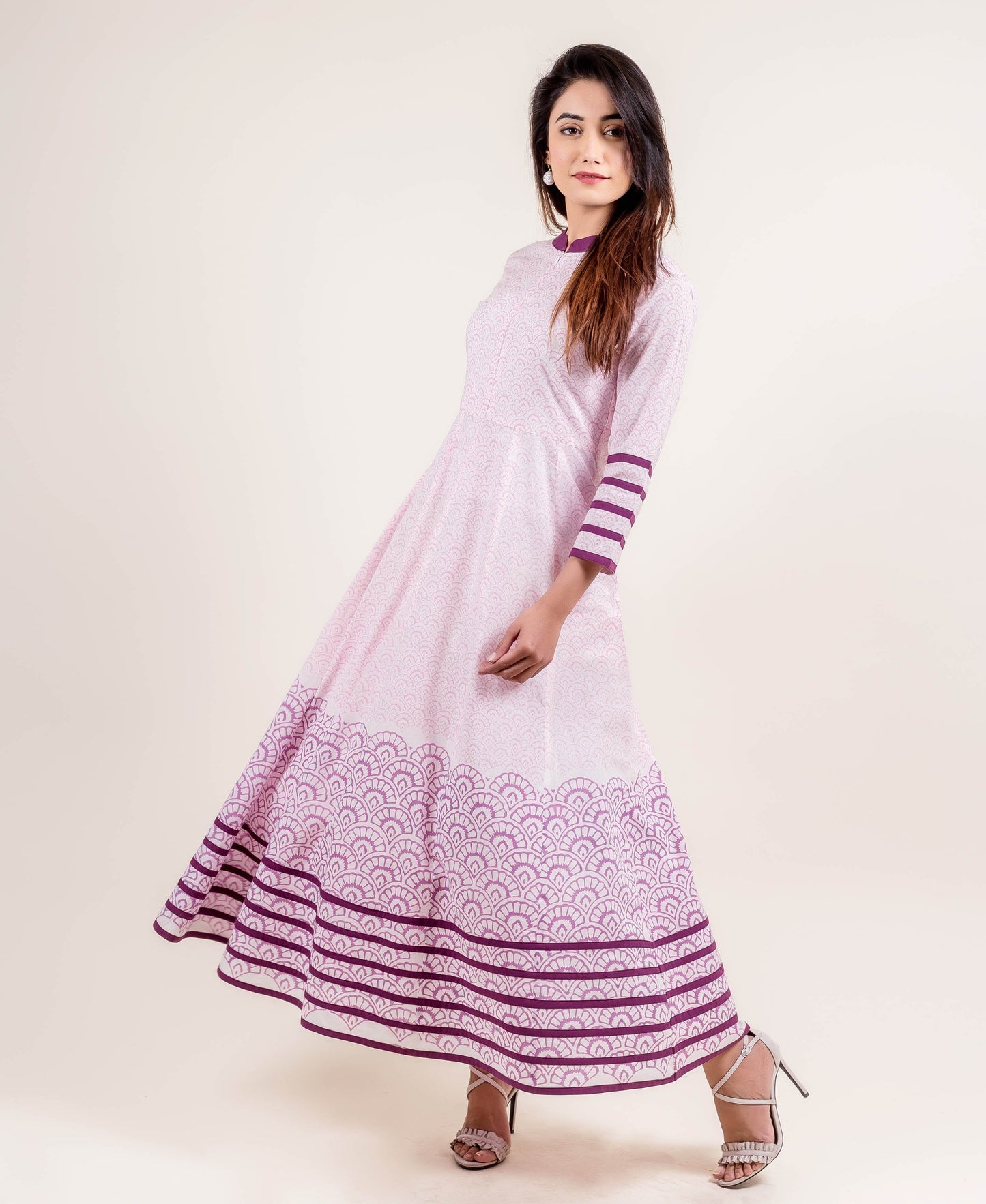 Swirly Anarkali Style Long Designer Dress