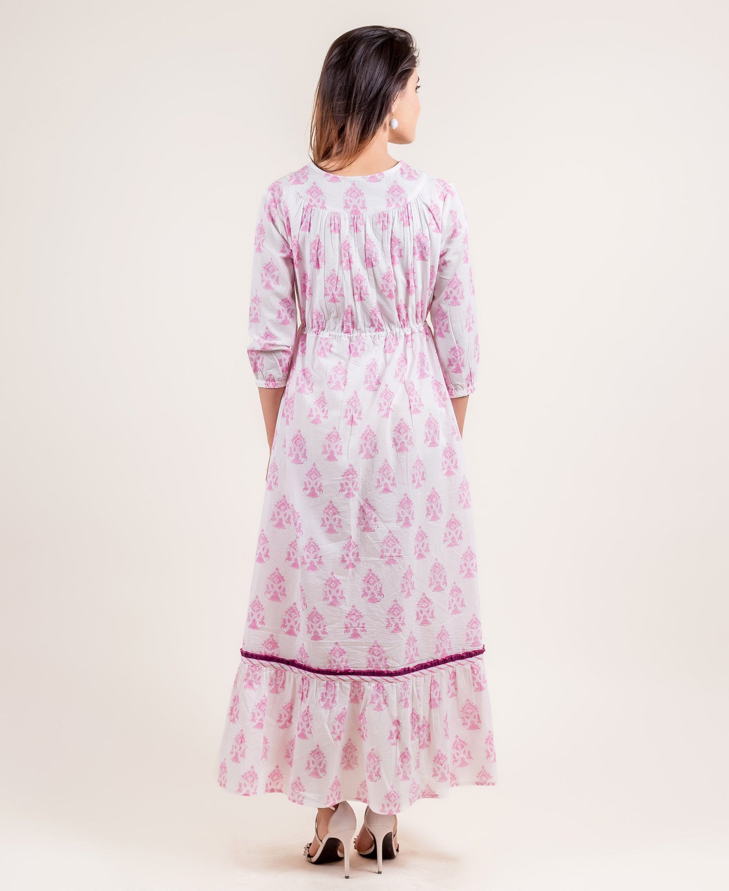 Sassy Tiered Hand Block Printed Long Dress